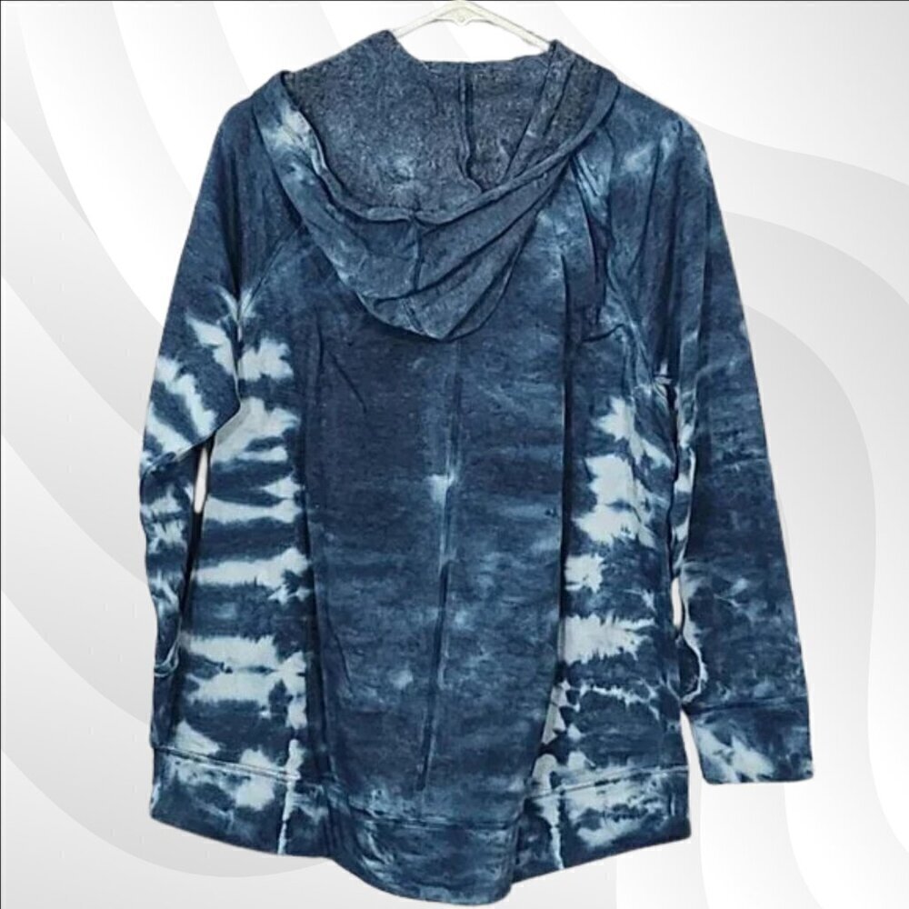 2/$30 Lane Bryant Livi Activewear Tie Dye Full Zip Hoodie Blue/White Size 22/24 - Picture 4 of 7